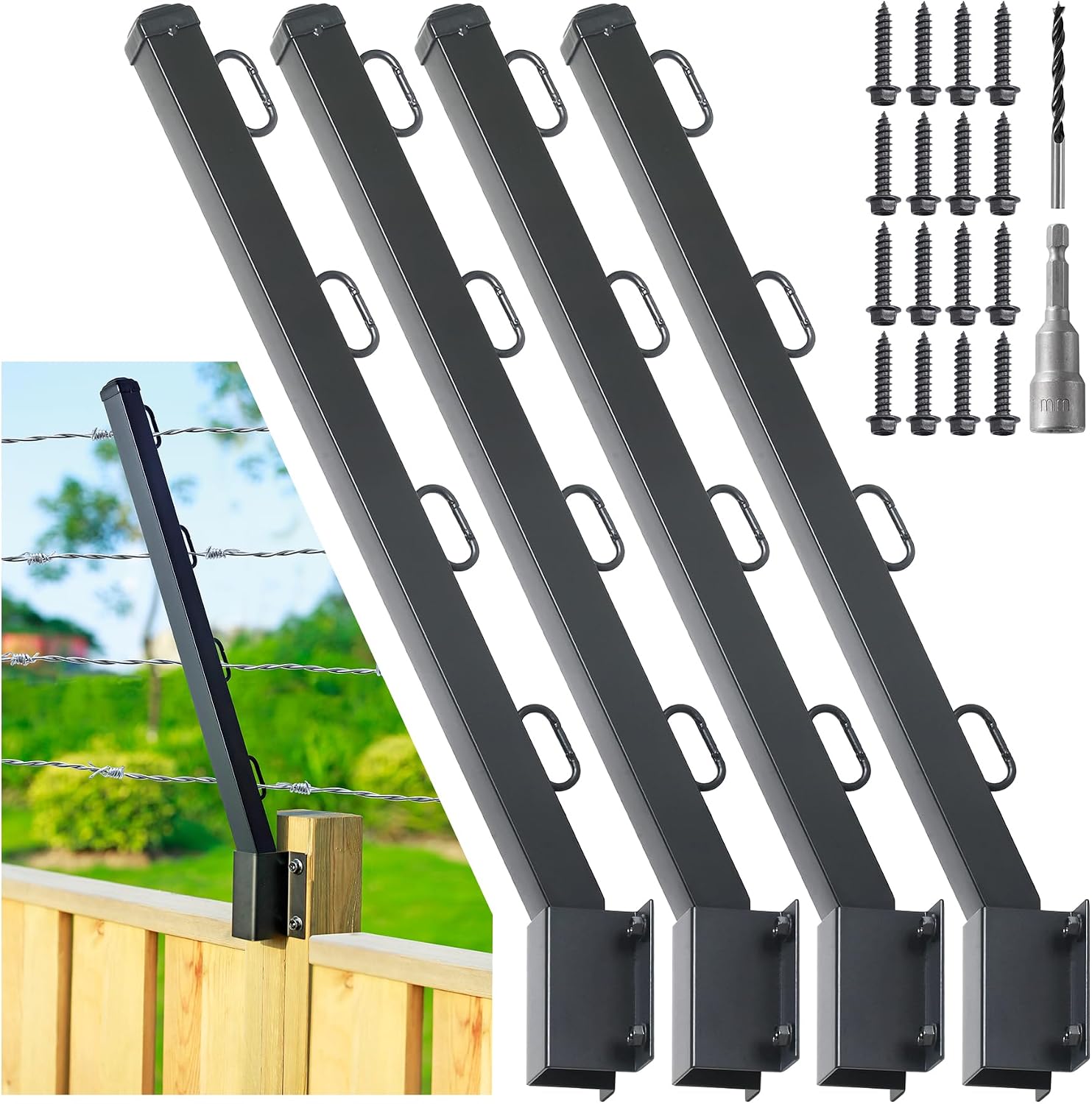 Heavy-Duty 25° Inward-Facing Fence Post Extenders (4-Pack Anti-Climb Arms)