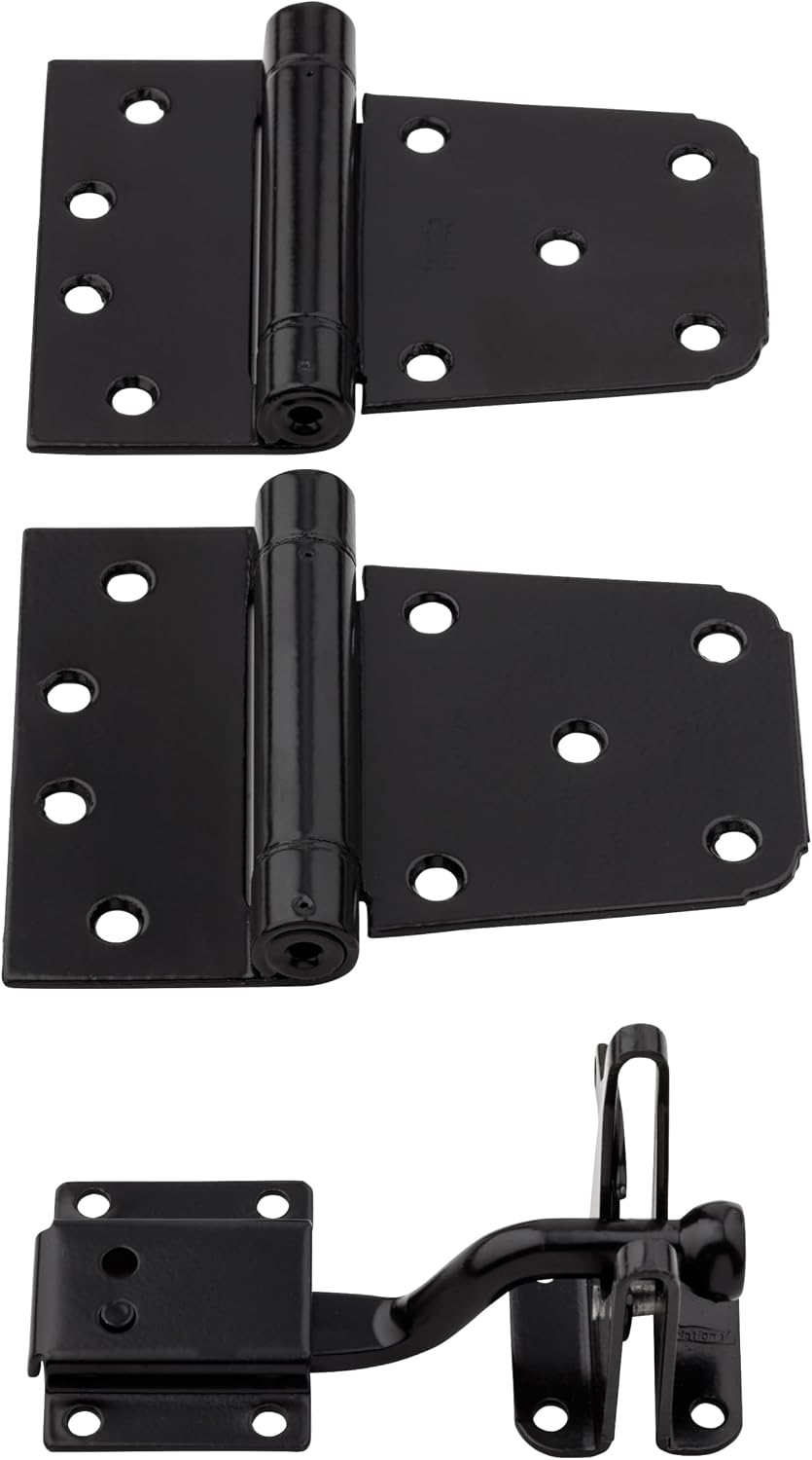 National Hardware Heavy-Duty Self-Closing Gate Kit (Spring Hinges & Gravity Latch)